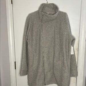 Stylus XXL Oatmeal Boucle Faux Lambswool Midweight Jacket Coat Offset Zipper NWT